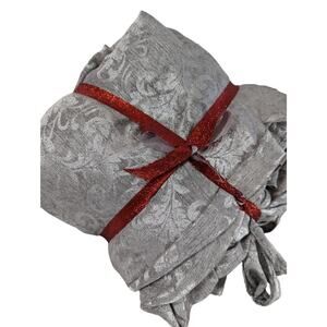 FULL SET OF 4 STUNNING GORGEOUS, FARMHOUSE ORNATE GRAY BROCADE CHAIR COVERS!